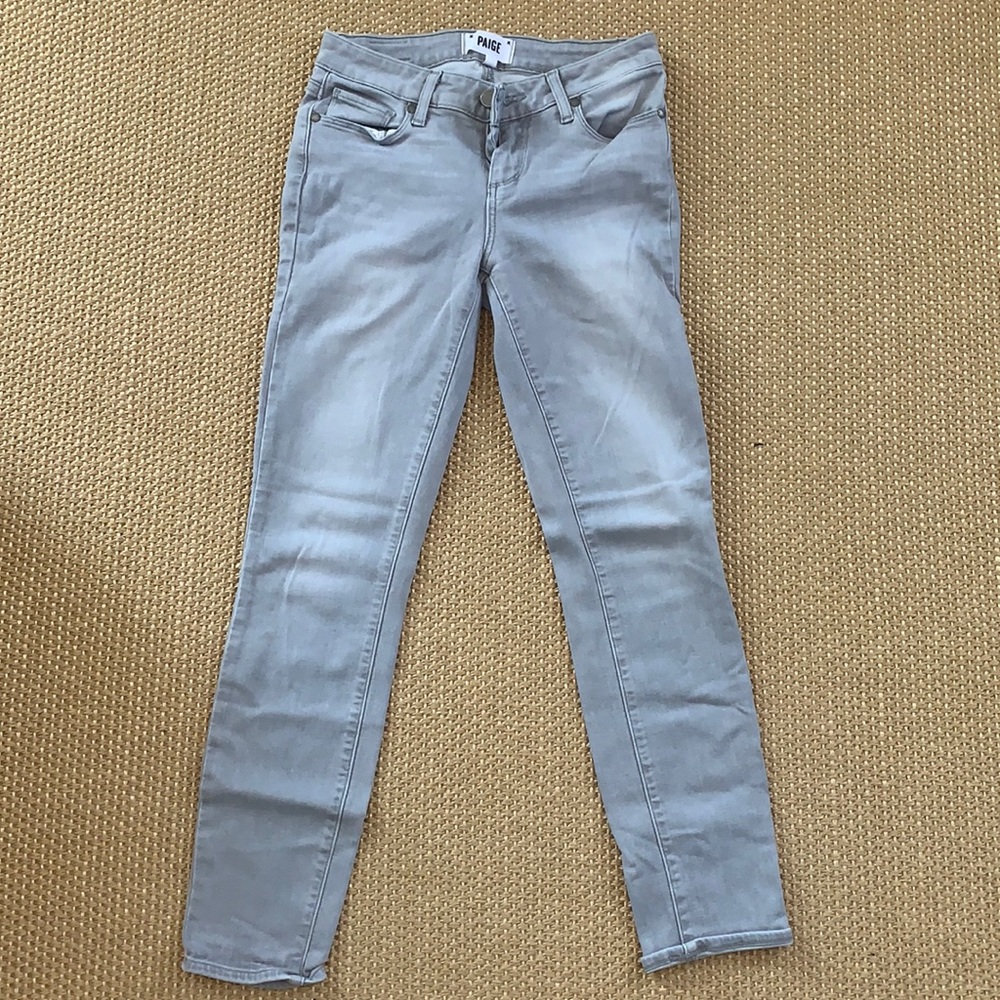 Paige Jeans, light grey, ankle length, mid to low rise